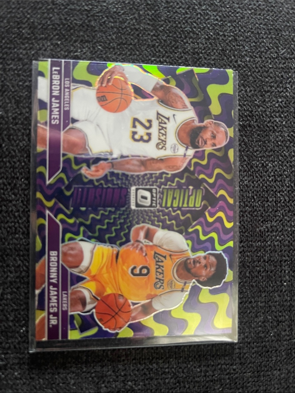 Lakers LeBron & Bronny James Purple Holo Basketball Card